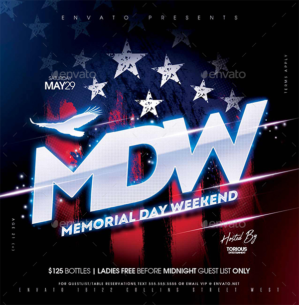 Memorial Day Weekend Party Flyer, Print Templates GraphicRiver